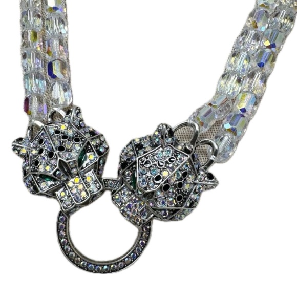 NWT 💎🐆💎 Eye Candy Panther Clear Crystal Bead Necklace - Picture 8 of 12
